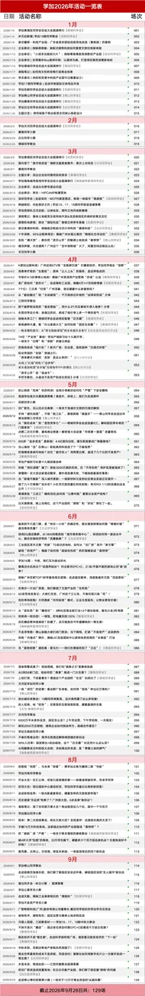 学加 2026 年活动汇总